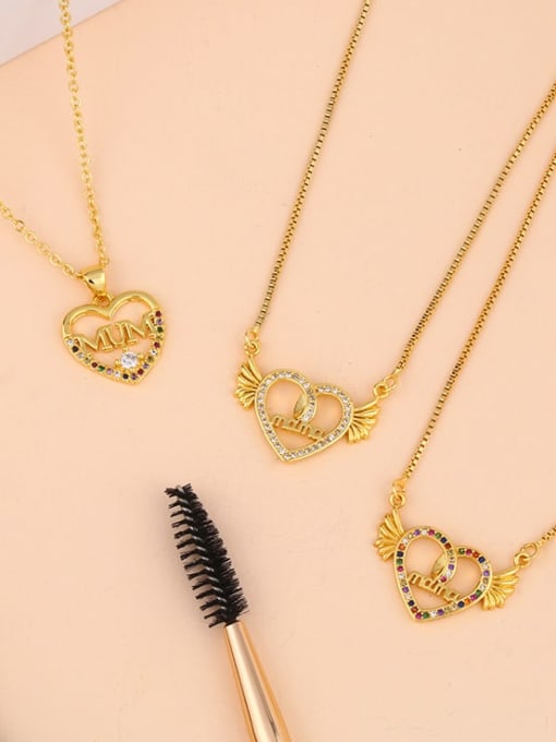 CC Brass Cubic Zirconia Wing Vintage heart Pendant Necklace 3