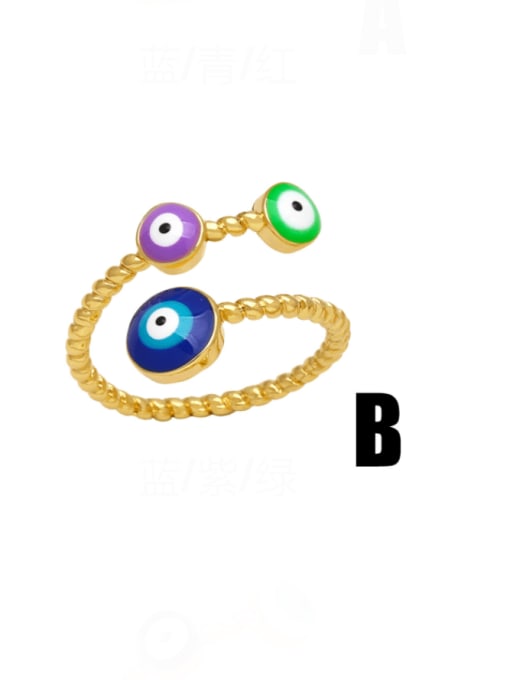 B Brass Enamel Evil Eye Cute Stackable Ring