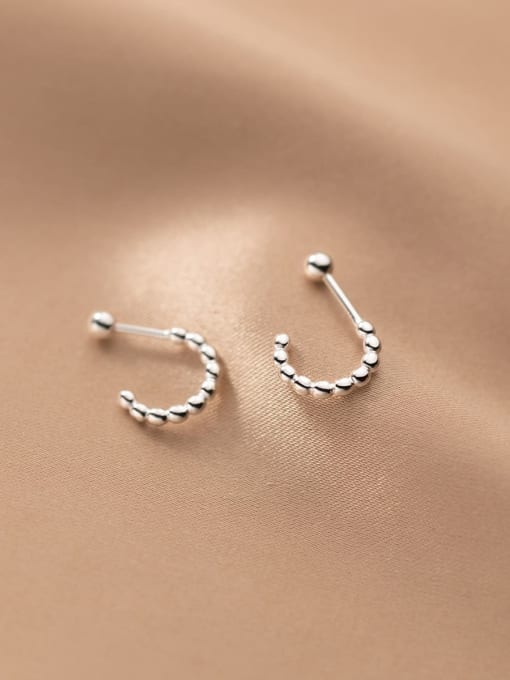 Rosh 925 Sterling Silver Bead Geometric Minimalist Stud Earring 1
