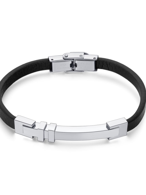 1490 Steel Leather Bracelet Stainless steel Leather Geometric Minimalist Bracelet