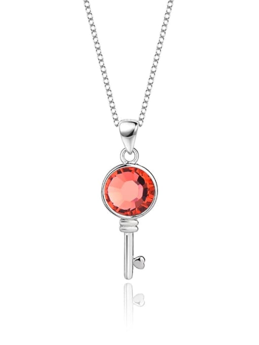 JYXZ 003 (light red) 925 Sterling Silver Austrian Crystal Key Classic Necklace