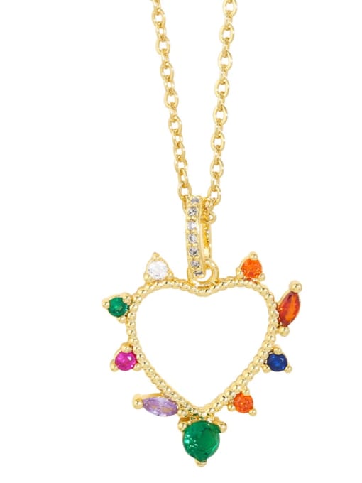 A Brass Cubic Zirconia Heart Vintage Regligious Necklace