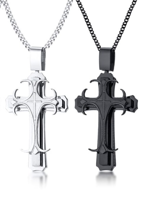 CONG Stainless steel Cross Minimalist Regligious Necklace 0