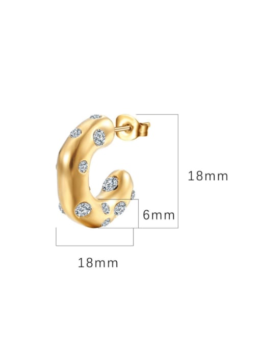 A TEEM Titanium Steel Rhinestone Geometric Minimalist Stud Earring 1