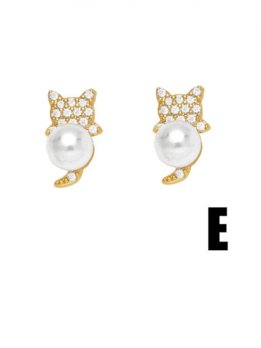 E Brass Cubic Zirconia Heart Cute Stud Earring