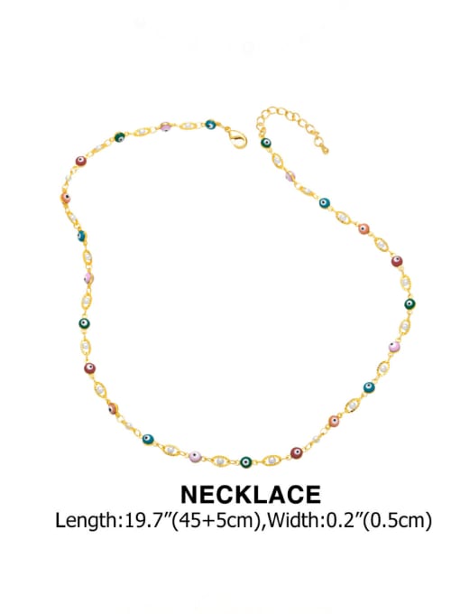 CC Brass Multi Color Enamel  Bohemia Evil Eye  Bracelet and Necklace Set 2
