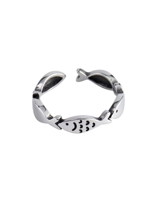 XBOX 925 Sterling Silver Fish Vintage Band Ring 0