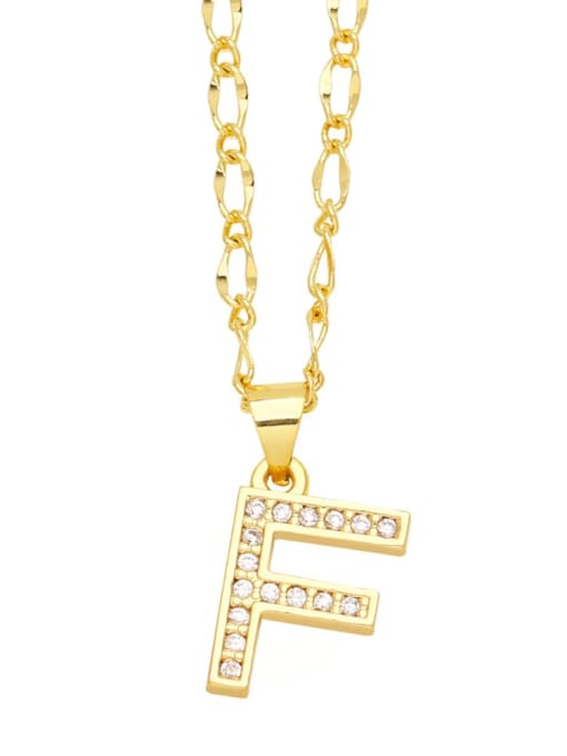 F Brass Cubic Zirconia Letter Hip Hop Necklace