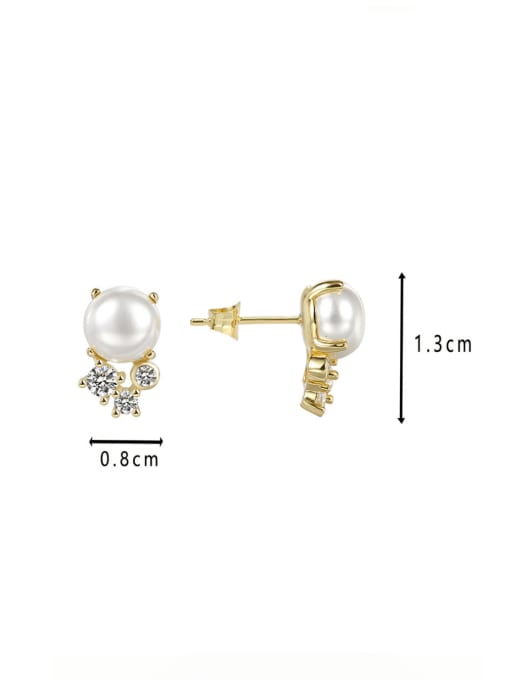 CHARME Brass Imitation Pearl Geometric Minimalist Stud Earring 2