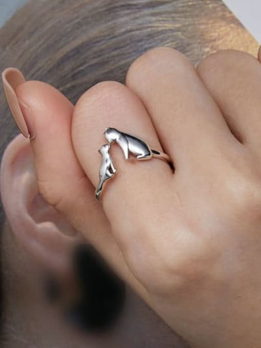 Jare 925 Sterling Silver Icon Cat Cute Band Ring 1