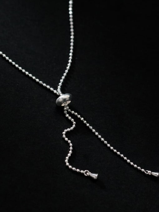 Rosh 925 Sterling Silver Tassel Minimalist Bead Chain Necklace 4