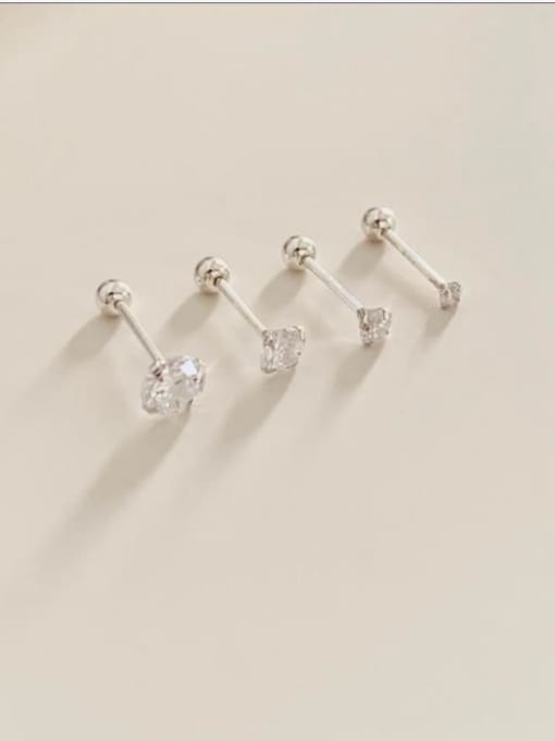 Boomer Cat 925 Sterling Silver Cubic Zirconia Round Minimalist Stud Earring 3