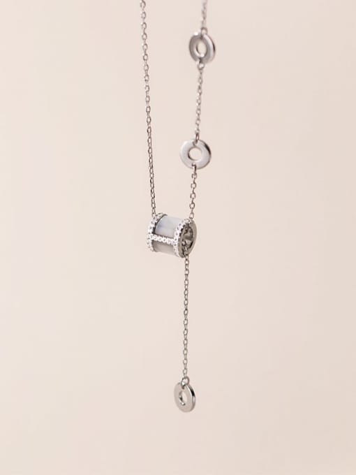 Rosh 925 Sterling Silver Geometric Minimalist Lariat Necklace 2