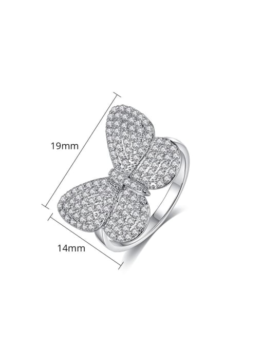 BLING SU Copper Cubic Zirconia Butterfly Cute Free Size Band Ring 2
