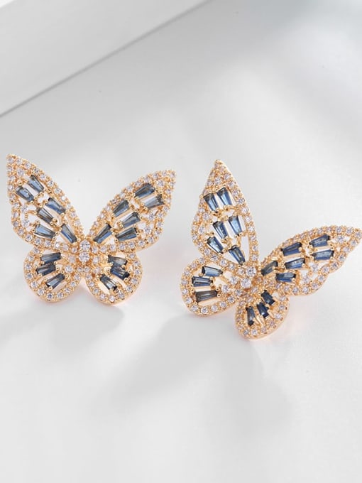 Luxu Brass Cubic Zirconia Butterfly Statement Stud Earring 1