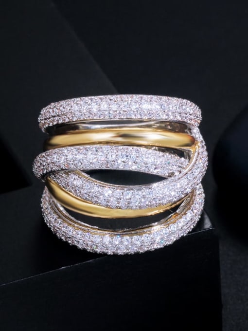 L.WIN Copper Cubic Zirconia Irregular Luxury Band Ring