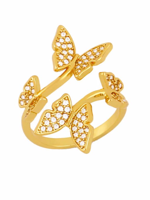 Graph color Brass Cubic Zirconia Butterfly Vintage Band Ring
