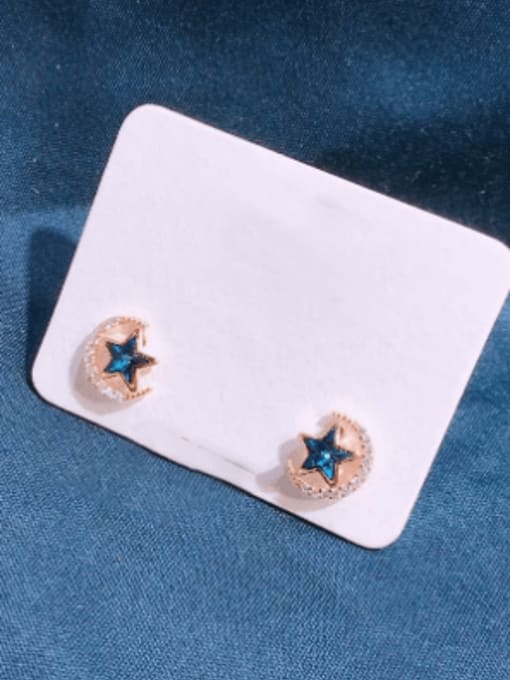 Rose gold plated PTEE0142 B 925 Sterling Silver Cubic Zirconia Star Cute Stud Earring