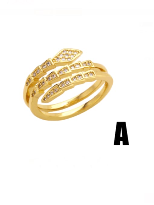 A Brass Enamel Cubic Zirconia Snake Vintage Band Ring