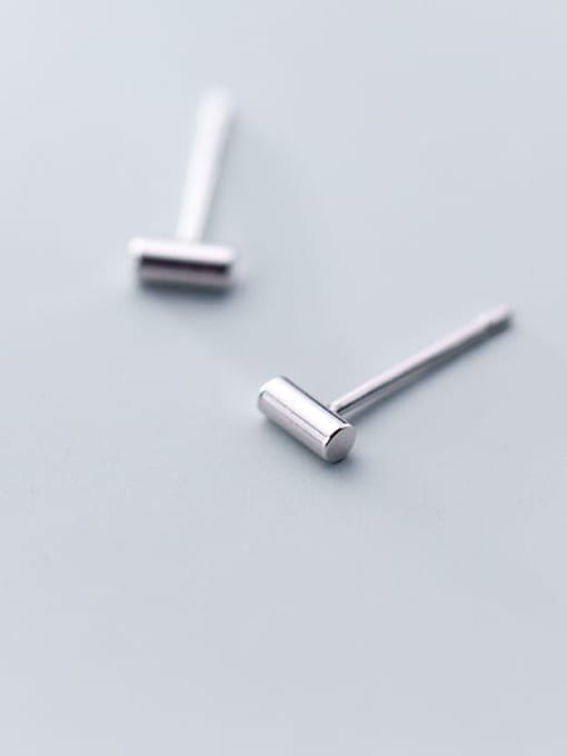 Rosh 925 Sterling Silver  Smooth Geometric Minimalist Stud Earring 0