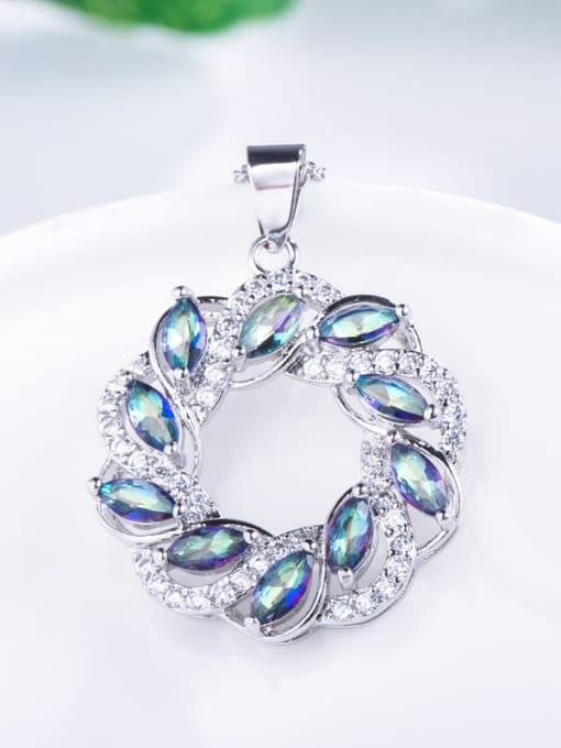 L.WIN Brass Cubic Zirconia Luxury Flower Earring and Necklace Set 2