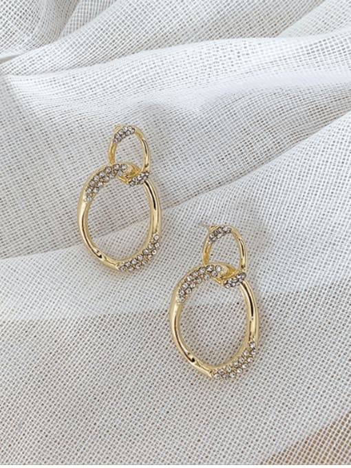 Girlhood Alloy With Imitation Gold Plated Simplistic Hollpw Oval Drop Earrings 3