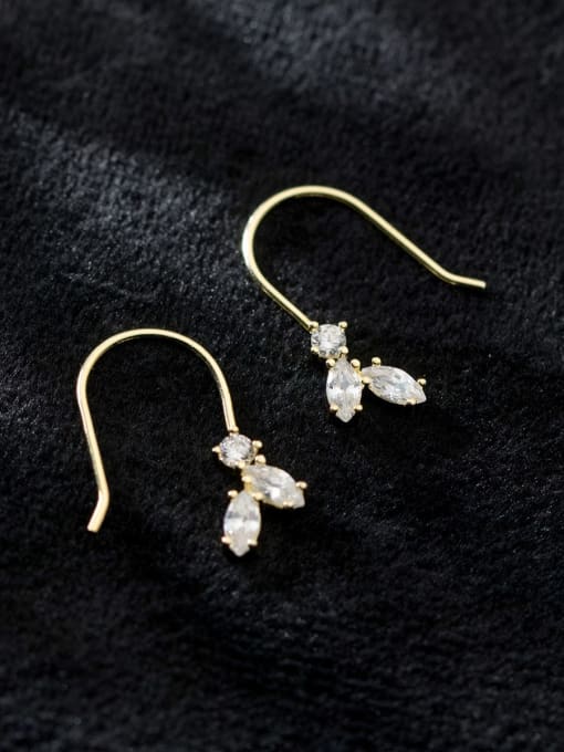 gold 925 Sterling Silver Cubic Zirconia Flower Minimalist Hook Earring
