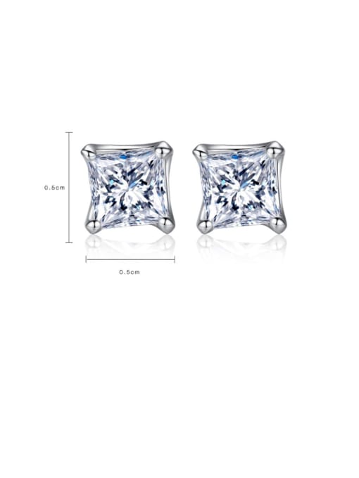 BLING SU 925 Sterling Silver Cubic Zirconia Square Minimalist Stud Earring 2