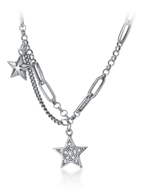 Rosh 925 Sterling Silver Star Vintage Multi Strand Necklace 2