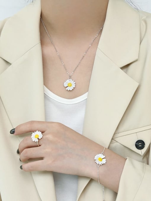 DAKA 925 Sterling Silver Enamel Flower Minimalist Necklace 1