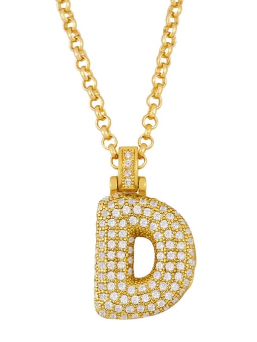 D Brass Cubic Zirconia Letter Ethnic Necklace