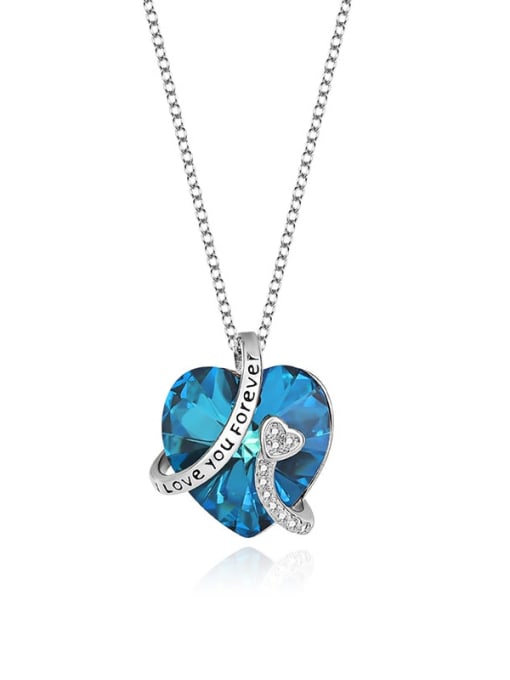 JYXZ 031 (Gradient Blue) 925 Sterling Silver Austrian Crystal Heart Classic Necklace
