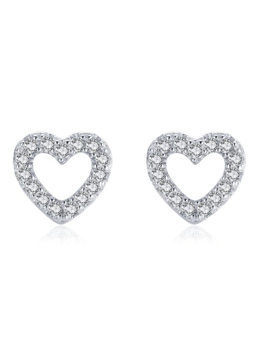 MODN 925 Sterling Silver Cubic Zirconia Heart Minimalist Stud Earring 0