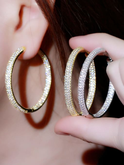 L.WIN Brass Cubic Zirconia Round Luxury Cluster Earring 1
