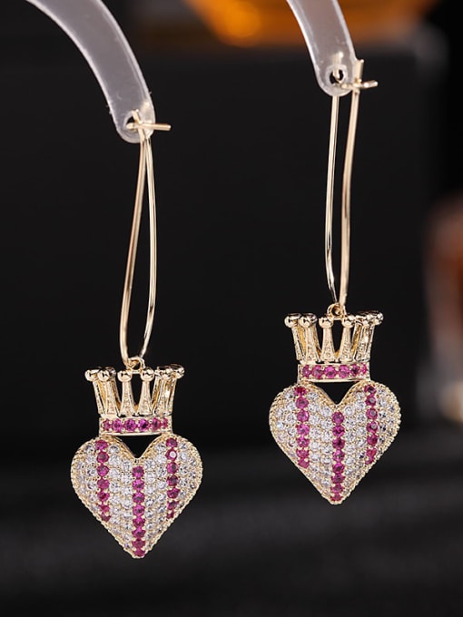 Luxu Brass Cubic Zirconia Heart Bohemia Hook Earring 2