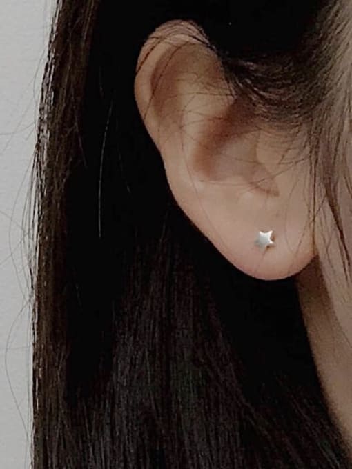 XBOX 925 Sterling Silver Simple asymmetry Star Moon Stud Earring 1