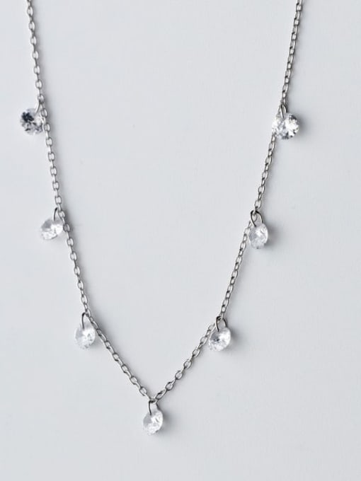 Rosh 925 Sterling Silver Fashion personality white diamond tassel  Necklace 0