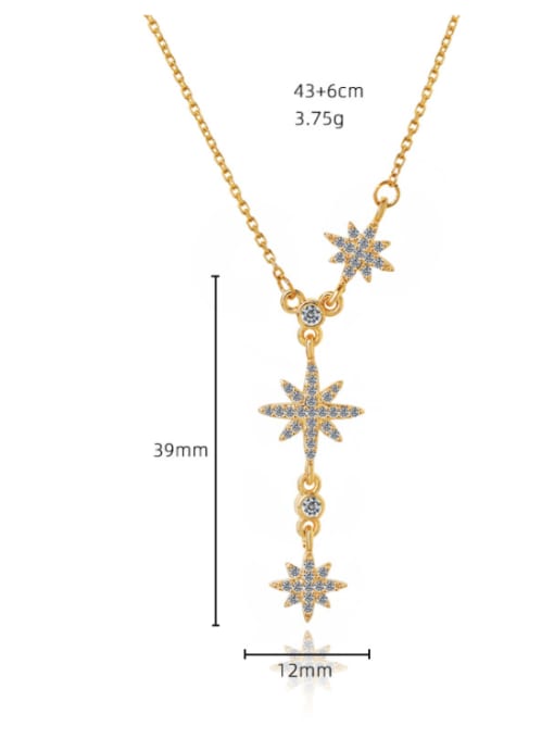 DUDU Brass Cubic Zirconia Star Dainty Lariat Necklace 3