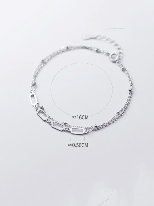 Rosh 925 Sterling Silver Hollow Geometric Minimalist Link Bracelet 1