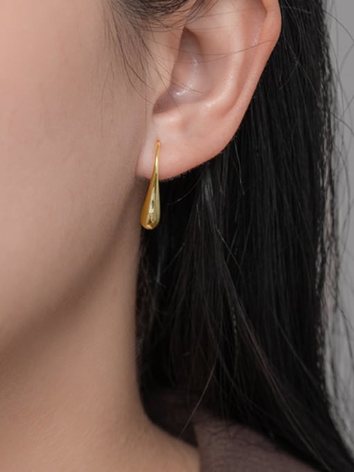 XBOX 925 Sterling Silver Water Drop Minimalist Hook Earring 1