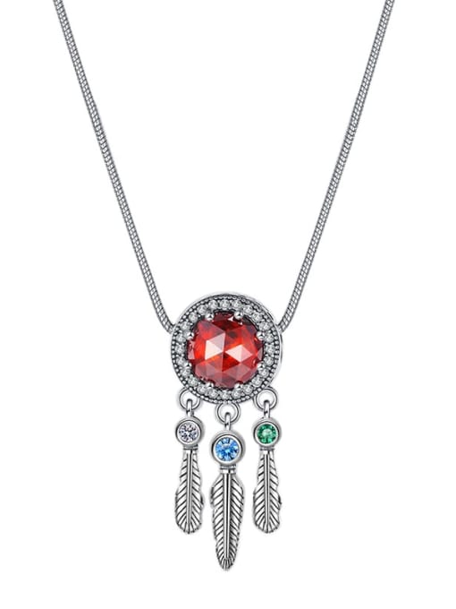 KDP-Silver 925 Sterling Silver Cubic Zirconia Tassel Vintage Necklace 0