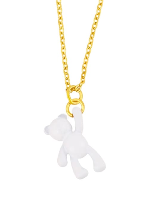white Brass Multi Color Enamel  Cute Bear Pendant Necklace