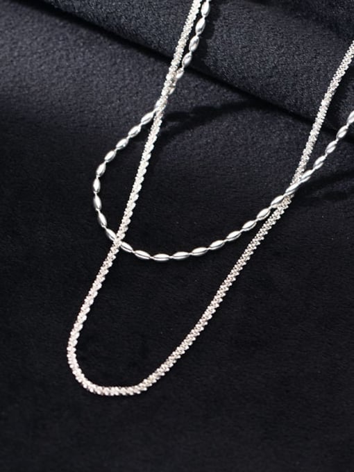 Rosh 925 Sterling Silver Bead Round Minimalist Multi Strand Necklace 2