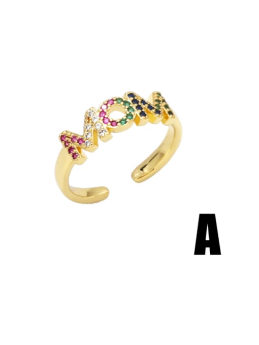 CC Brass Cubic Zirconia Letter Vintage Band Ring 1