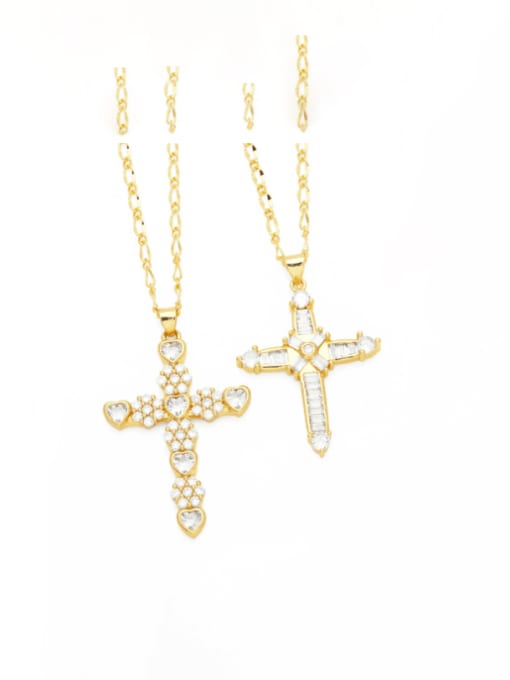 CC Brass Cubic Zirconia Cross Trend Necklace 0