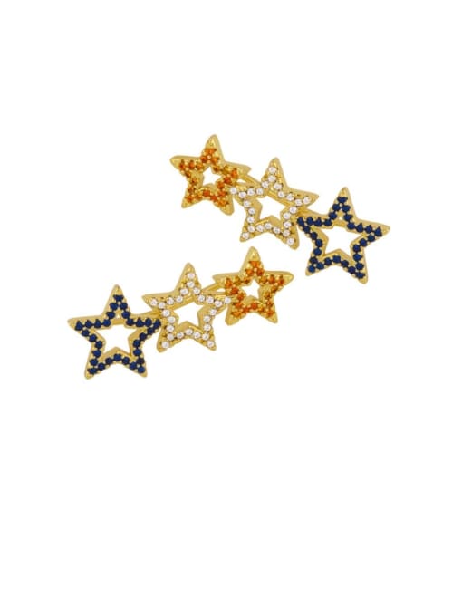 five-pointed star Brass Cubic Zirconia Hollow Star Bohemia Stud Earring