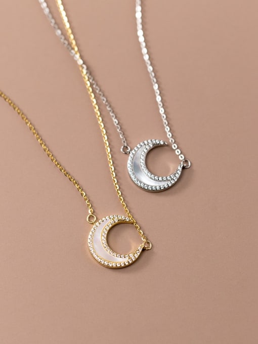 Rosh 925 Sterling Silver Shell Moon Minimalist Necklace 1