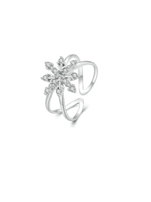 ring 2.4G Cl925 Sterling Silver Cubic Zirconia Christmas  Snowflake Earring Ring and Necklace Set