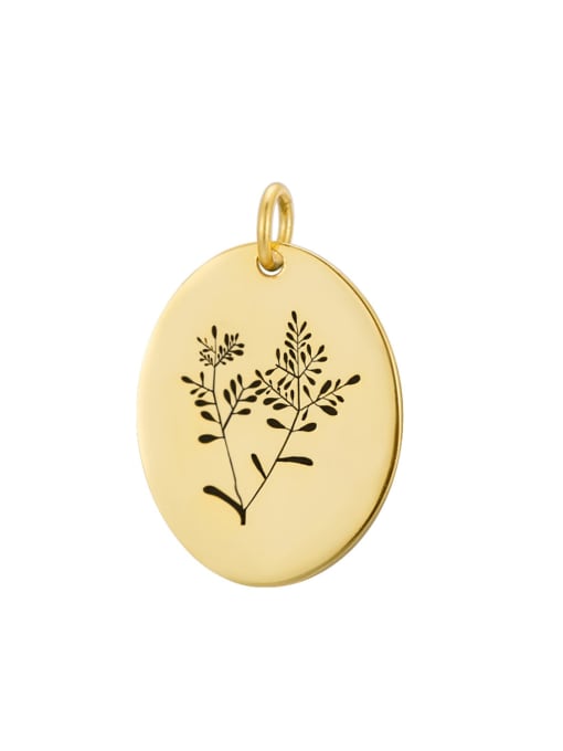 Gold 925 Sterling Silver Minimalist Flower Coin Oval Card Pendant
