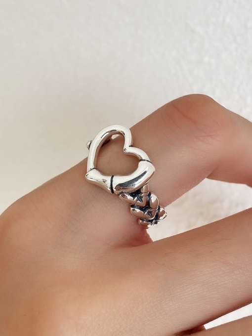 Boomer Cat 925 Sterling Silver Heart Vintage Band Ring